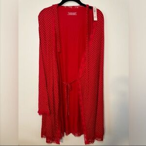 NWT! Victoria’s Secret modal & lace short robe, red w/white polka dots, XL/XXL